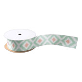 Mint en Coral Ikat Diamonds Patroon Lint (Spoel)