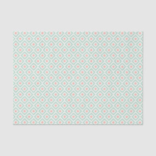 Mint en Coral Ikat Diamonds Patroon Tissuepapier