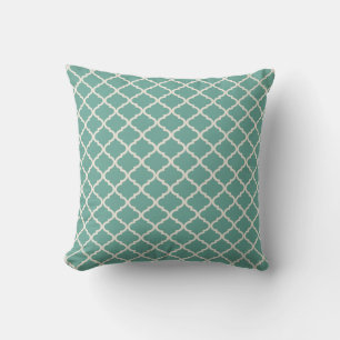 Mint en Cream Quatrefoil Patroon Kussen