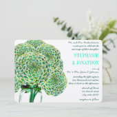 Mint en Emerald Zinnia Mason Jar Wedding Invites Kaart (Staand voorkant)