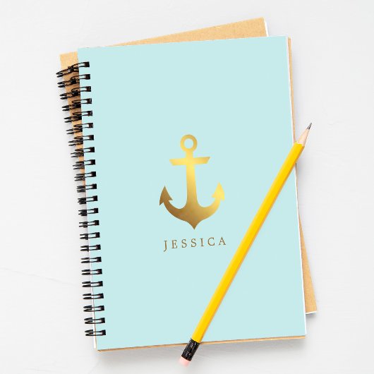 Mint en Faux Gold Foil Anchor Notitieboek