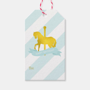 Mint en Faux Gold Foil Carousel Horse Cadeaulabel