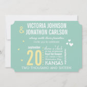 Mint en Gele Moderne Typografie Wedding Kaart (Voorkant)