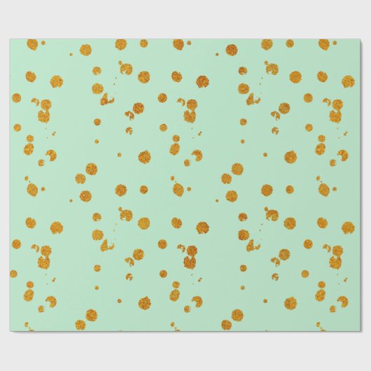 Mint en Glitter Goud Splatter Bruiloft Gift Wrap Cadeaupapier (Vlak)