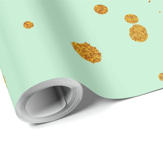 Mint en Glitter Goud Splatter Bruiloft Gift Wrap Cadeaupapier (Rol Hoek)