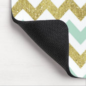 Mint en Gold Faux Glitter Chevron Muismat (Hoek)