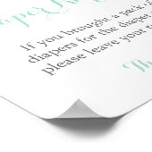 Mint en Gold Glitter Diaper Raffle Display Sign Poster (Hoek)