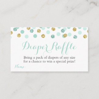 Mint en Gold Glitter Luier Raffle Ticket Kaarten