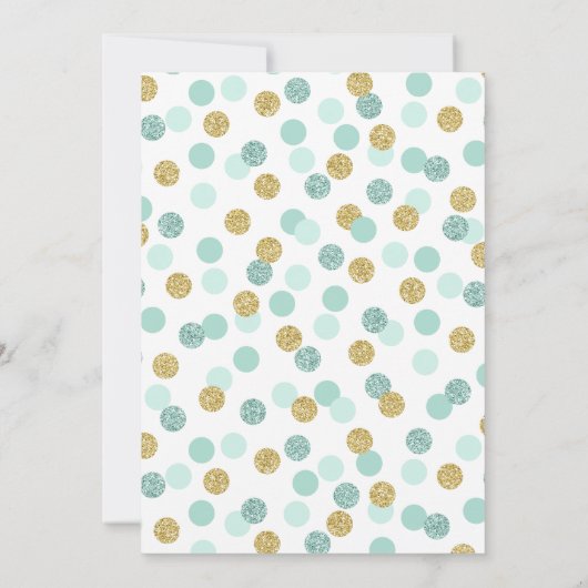 Mint en Gold Glitter Sip en Bekijk uitnodigingen (Achterkant)