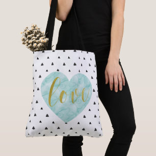 Mint en Gold Waterverf "Love" Tote Bag