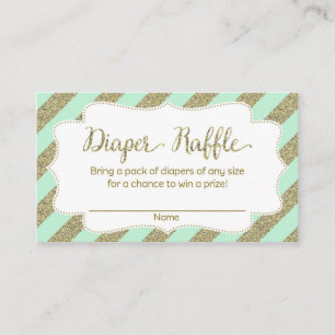 Mint en Goud Baby shower Luier Raffle Ticket Informatiekaartje