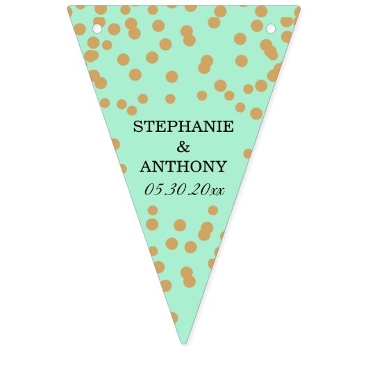 Mint en gouden Confetti bruiloft Vlaggetjes (Derde vlag)