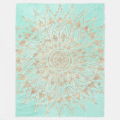 Mint en gouden mandala fleece deken (Voorkant)