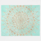 Mint en gouden mandala fleece deken (Voorkant (Horizontaal))