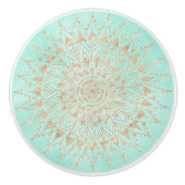Mint en gouden mandala keramische knop (Voorkant)