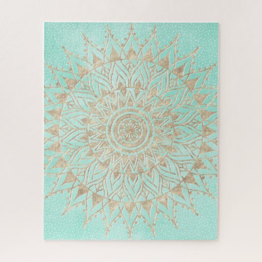 Mint en gouden mandala legpuzzel (Verticaal)