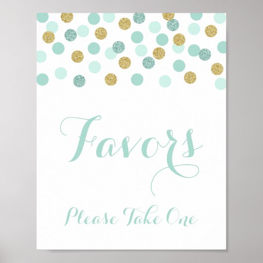 Mint- en goudschoenenavors Neem één teken Poster (Voorkant)