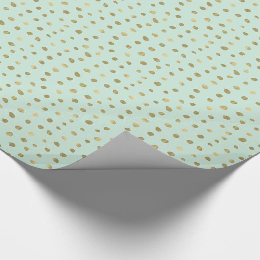 Mint- en  goudStippen Cadeaupapier (Hoek)