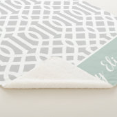 Mint en Gray Trellis Monogram | bewerkbare kleuren Sherpa Deken (3/4)