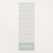 Mint en Gray Trellis Monogram | bewerkbare kleuren Yogamat (Voorkant)