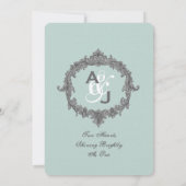 Mint en grijs Lijst Monogram Wedding A03 Kaart (Achterkant)