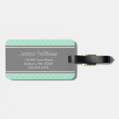 Mint en grijs Quatrefoil Patroon op maat Bagagelabel (Achterkant horizontaal)