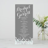 Mint en Grijs Twinkle Lights Wedding Program Programma (Staand voorkant)