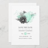 Mint en houtskool save the date (Voorkant / Achterkant)