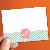 Mint en koraal Chevrons Aangepast monogram Post-it® Notes