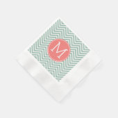 Mint en koraal Chevrons met aangepast monogram Servet (Hoek)