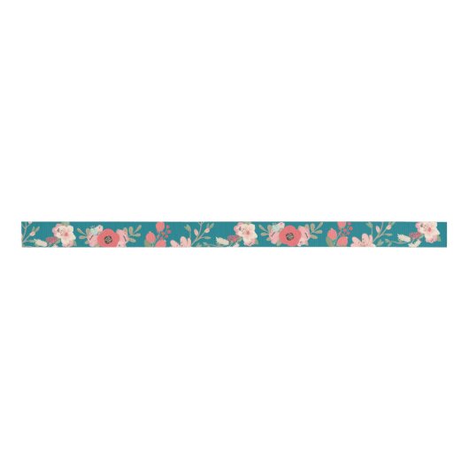 Mint en Koraal Grosgrain Lint (Voorkant)