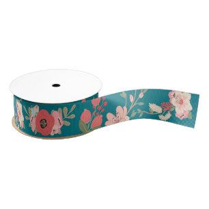 Mint en Koraal Grosgrain Lint