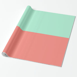 Mint en koraalkleurblok cadeaupapier