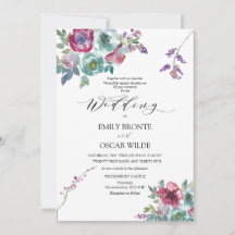 Mint en Mauve Floral Wedding Invitation