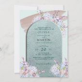 Mint en Mauve Modern Wedding Waterverf Kaart (Voorkant)