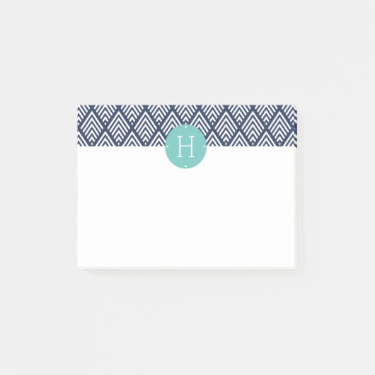 Mint en Navy Diamond Chevron Monogram Post-it® Notes (Voorkant)