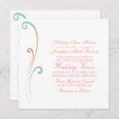 Mint en Peach Faded Vlourish Wedding Invitation Kaart (Voorkant / Achterkant)