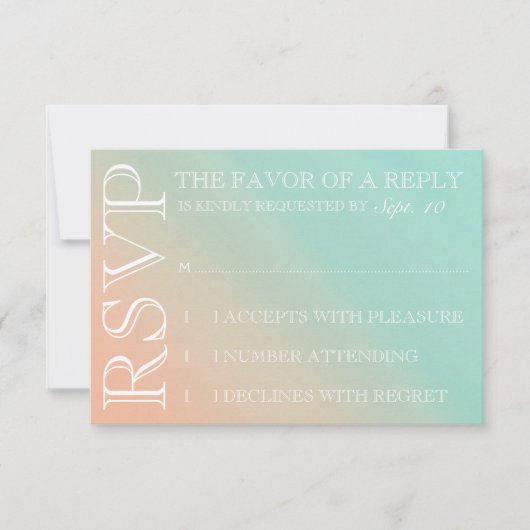 Mint en Peach Ombre Wedding Invitation rsvp Kaartje (Voorkant)