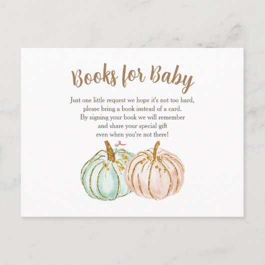 Mint en Peach Pumpkin-Baby Boeken invoegen kaart (Voorkant)