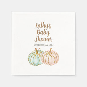 Mint en perkamentpompoen met goudstaart, luiers servet