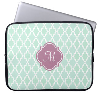 Mint en Plum Moroccan Monogram Laptop Sleeve