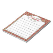 Mint- en Rode Monogram - Boom van het Levenspatroo Notitieblok (Gedraaid)