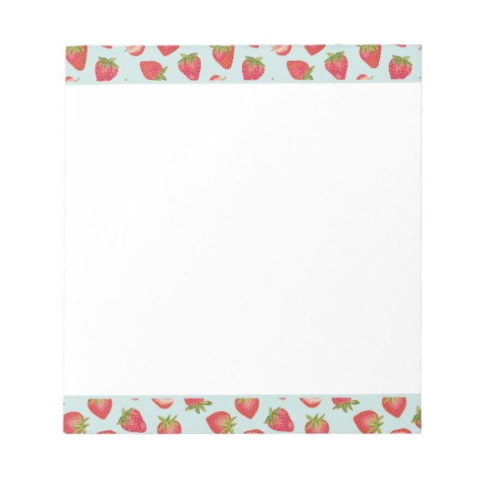 Mint- en Rode zomeraardbeienpatroon Notitieblok (Voorkant)