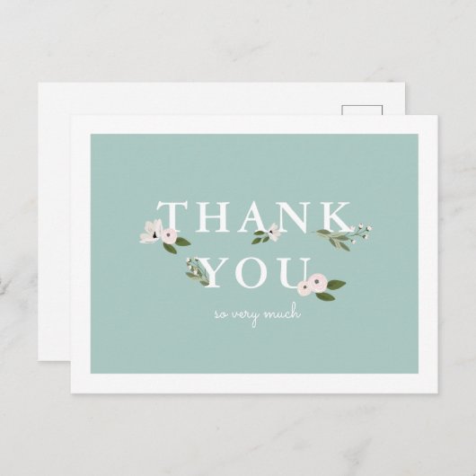 Mint en Roze Baby shower Dank u Briefkaart (Voorkant / Achterkant)