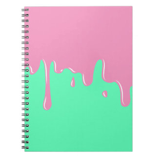 Mint- en roze dunne laptop notitieboek