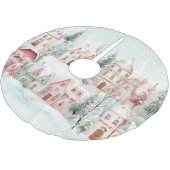 Mint en Roze Gezellige Waterverf Winter Scene Kerstboom Rok (Gekanteld)