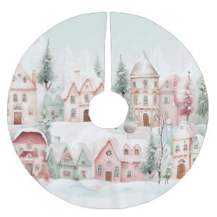 Mint en Roze Gezellige Waterverf Winter Scene Kerstboom Rok