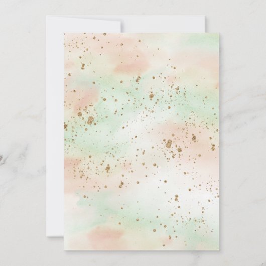 Mint en roze glitter voor geslacht onthulling met kaart (Achterkant)