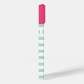 Mint en roze Preppy Strepen Monogram Case-Mate iPhone Case (Achterkant / Rechts)