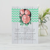 Mint en Roze Rustieke Chic Engagement Party Kaart (Staand voorkant)